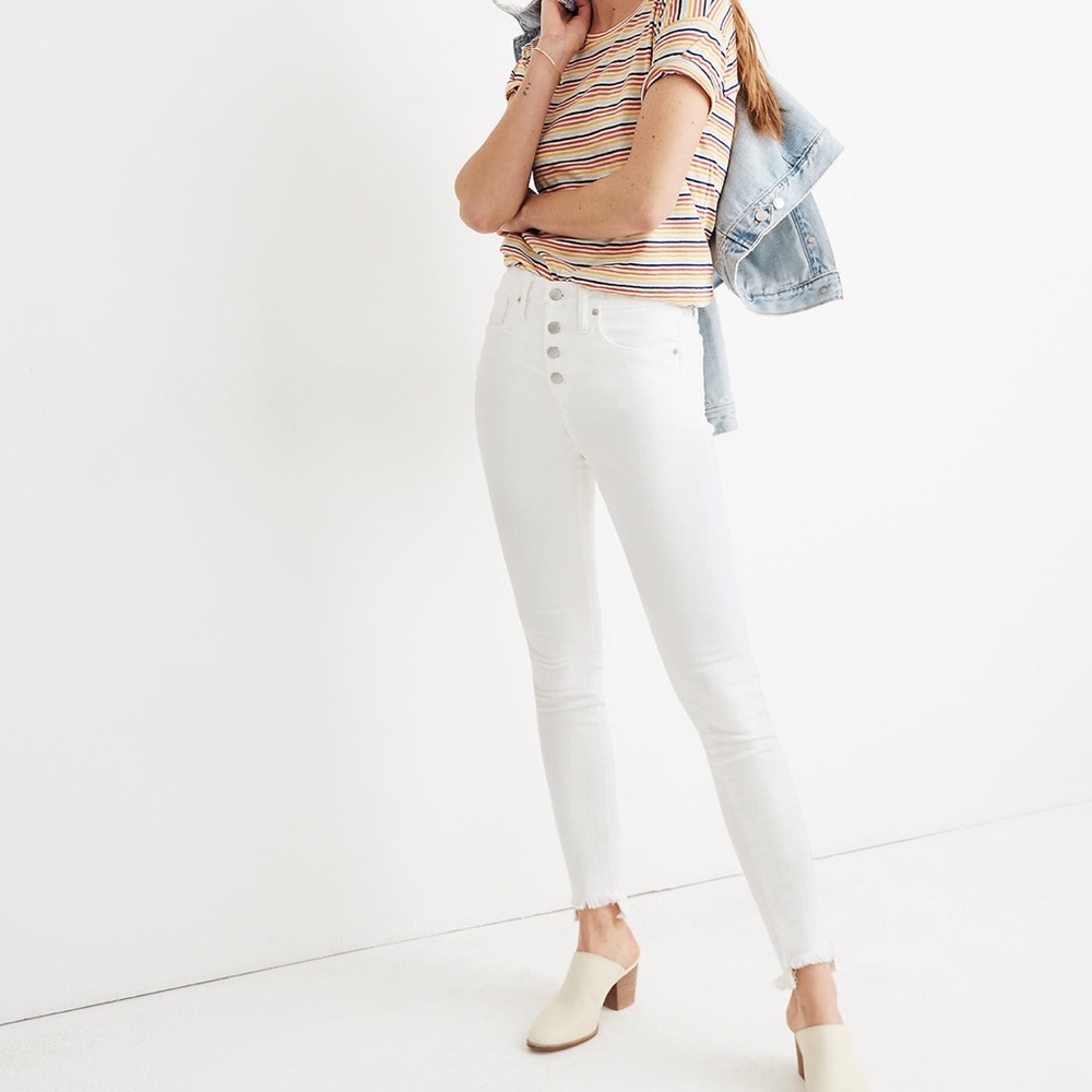 10" High-Rise Skinny Jeans in Pure White: Step-Hem Edition